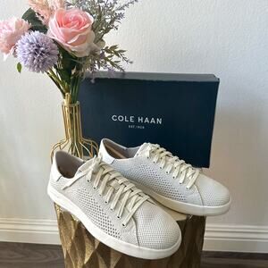 New $140 COLE HAAN 7.5 GrandPro Tennis Stitchlite Knit Sneakers OffWhite Chalk